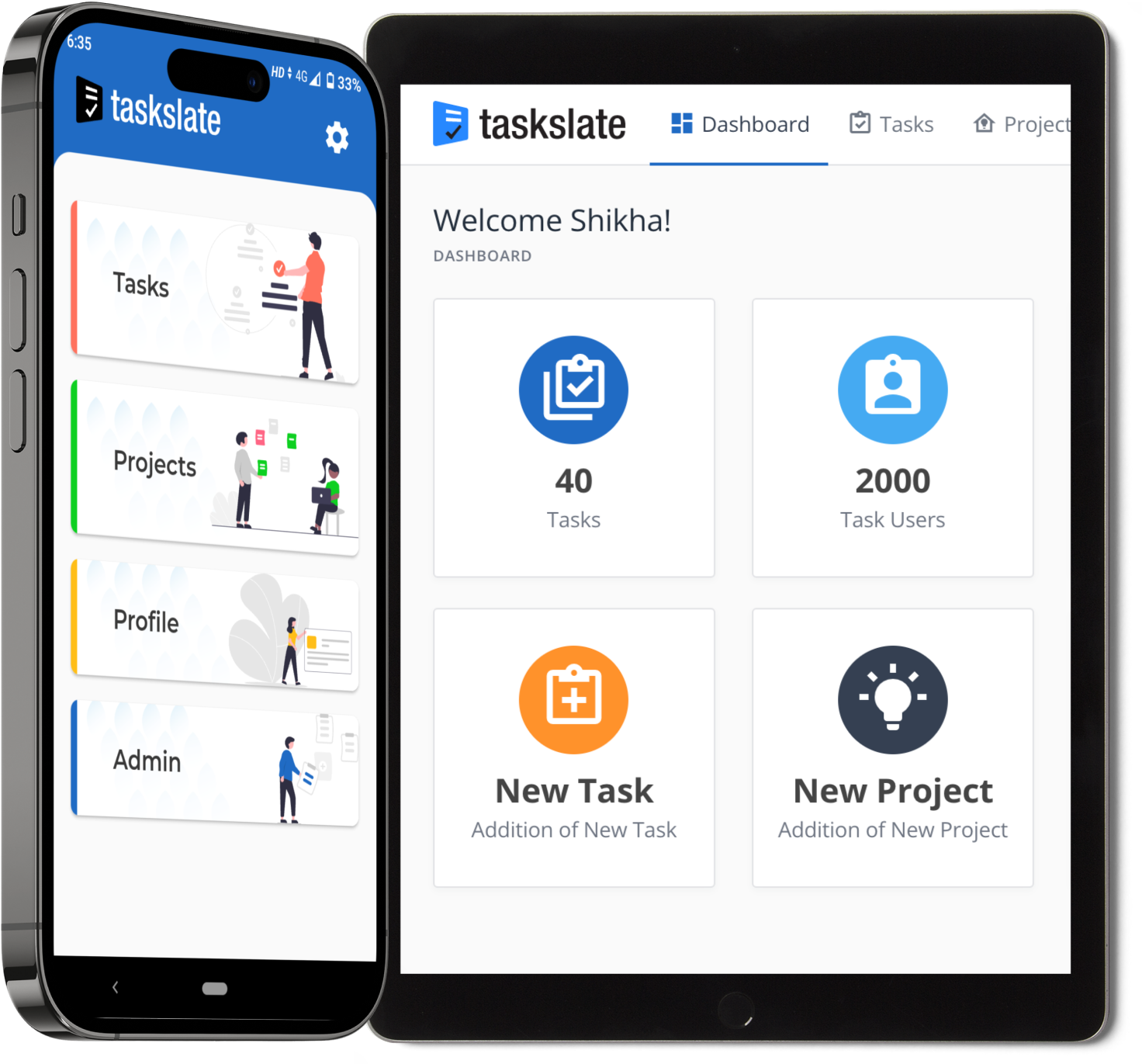 TaskSlate app and dashboard preview